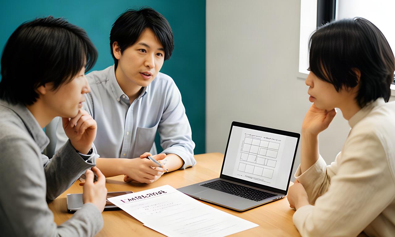 小規模な試行計画を資料と画面を見ながら検討するチーム