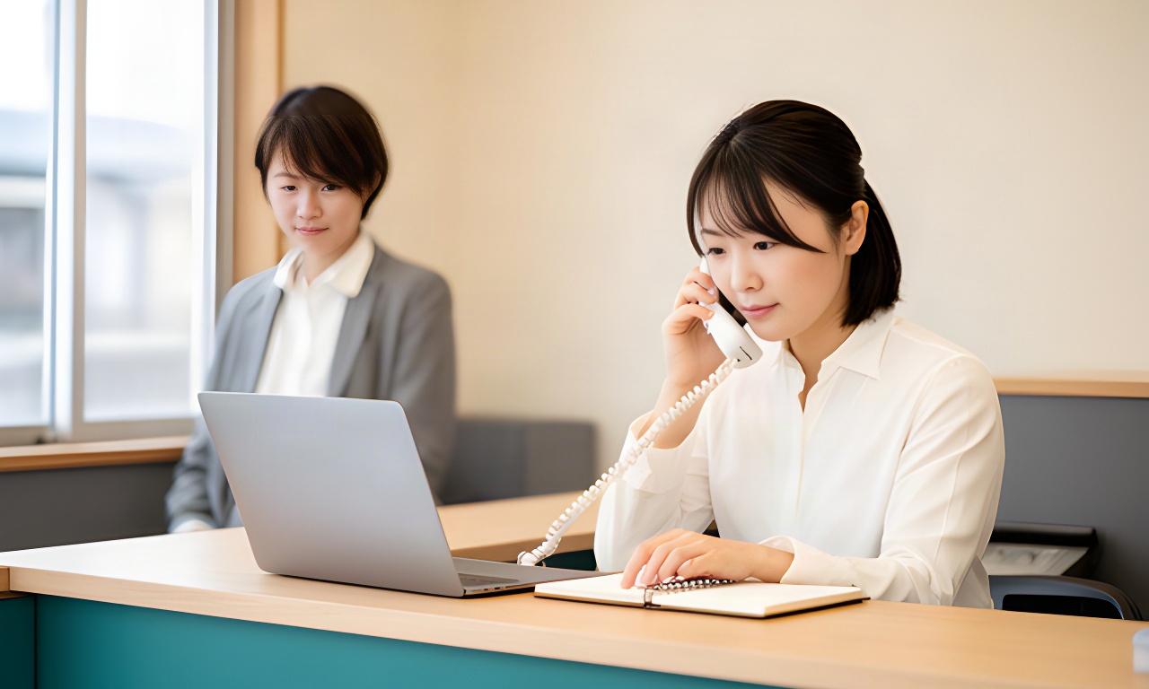 電話で問い合わせを受けながら内容を確認する窓口担当者
